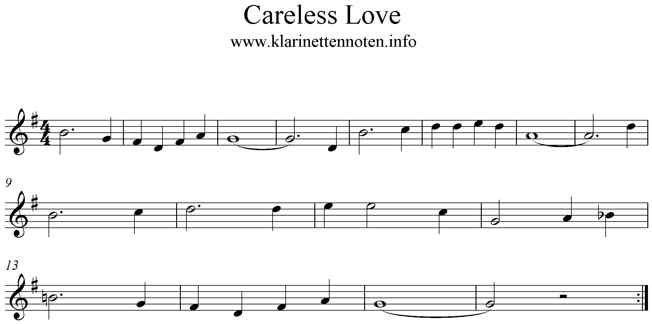 Careless Love Noten-G-Dur